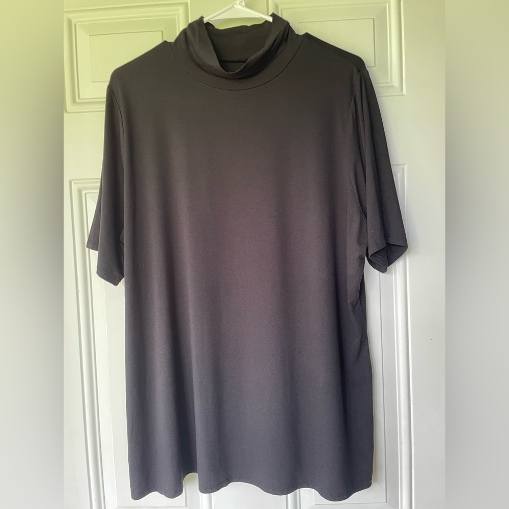 🔥3/$18 Ava & Viv basic black knit mock neck short sleeve top